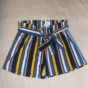 Never worn!
Rue 21 Blue, yellow, and white striped shorts 
Size XS(true to size)
